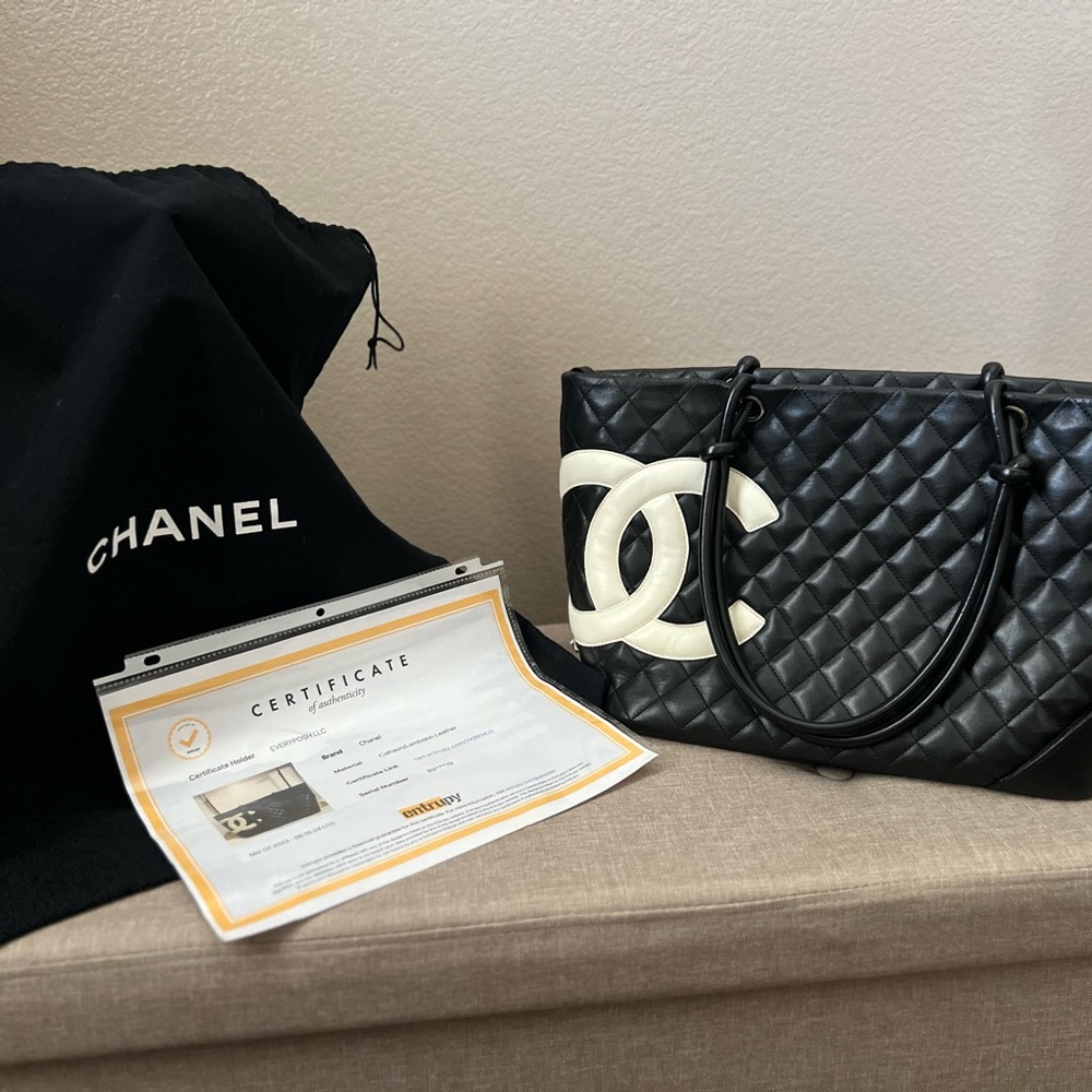 CHANEL Calfskin Quilted Large Cambon Tote